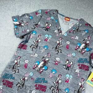 Cat in the Hat Scrub Top Small Cherokee Tooniforms Dr. Suess Cartoon NEW